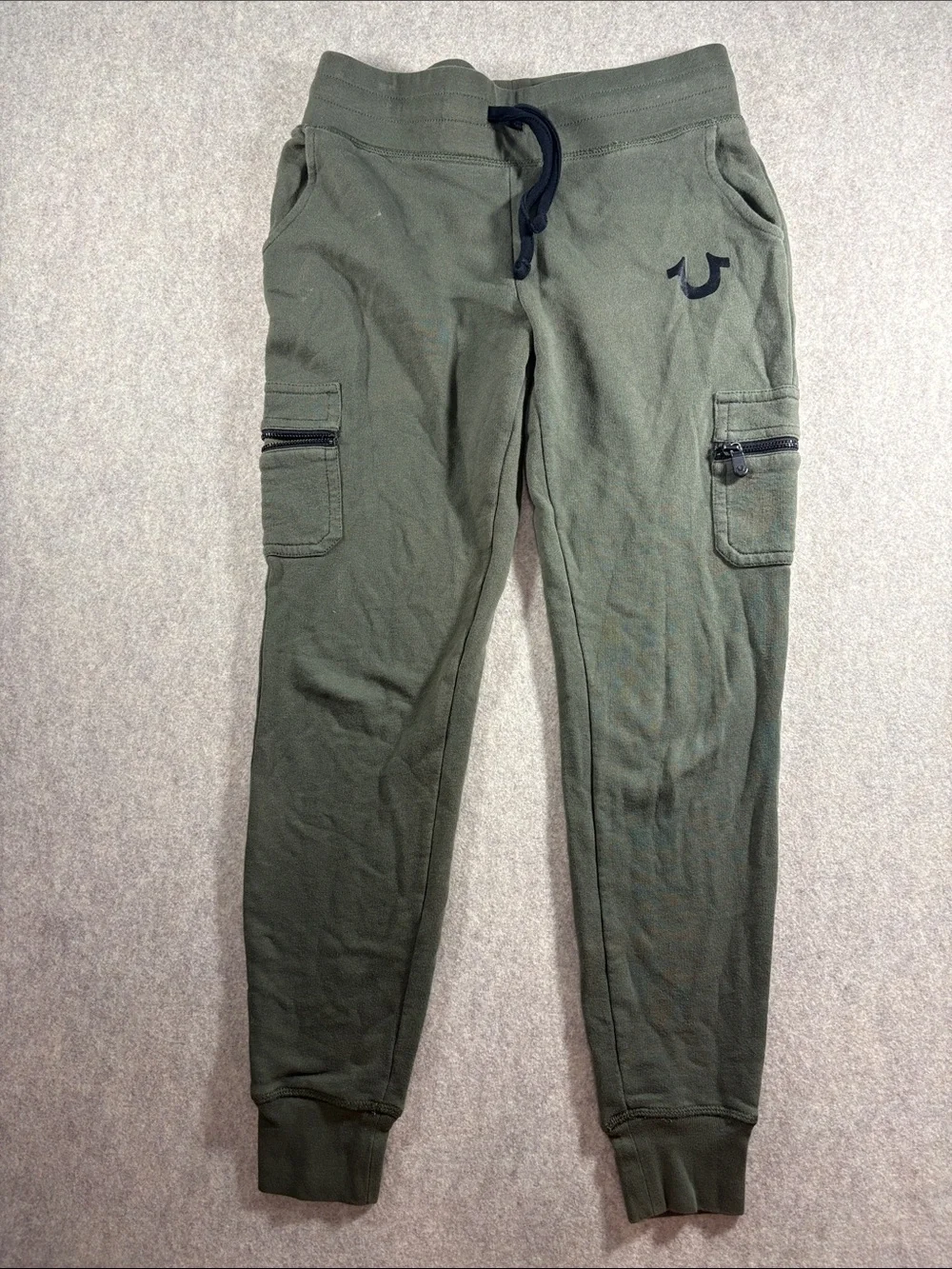 True Religion Men’s Fleece Cargo Zip Joggers size XS